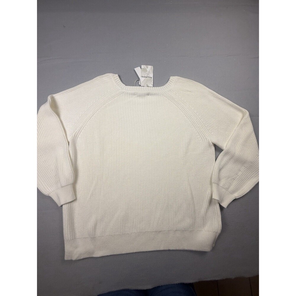 Tommy Bahama Breezy Palm Crew Neck Pullover Sweater Ivory XL Raglan Embroidered - Picture 10 of 10